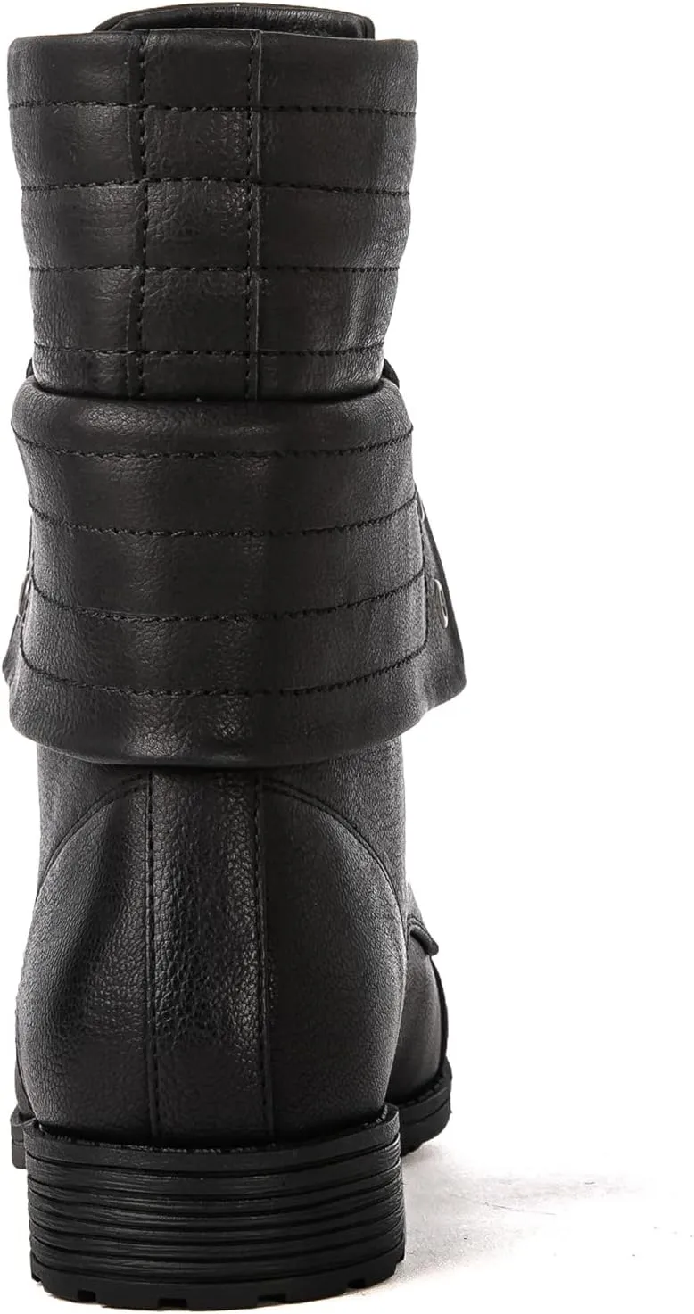 GLOBALWIN Women's Fashion Low Heels Lace Up Ankle Boots