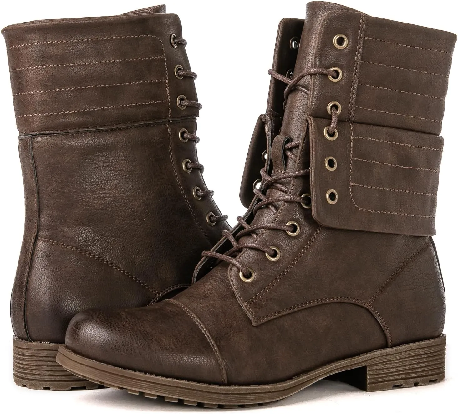 GLOBALWIN Women's Fashion Low Heels Lace Up Ankle Boots