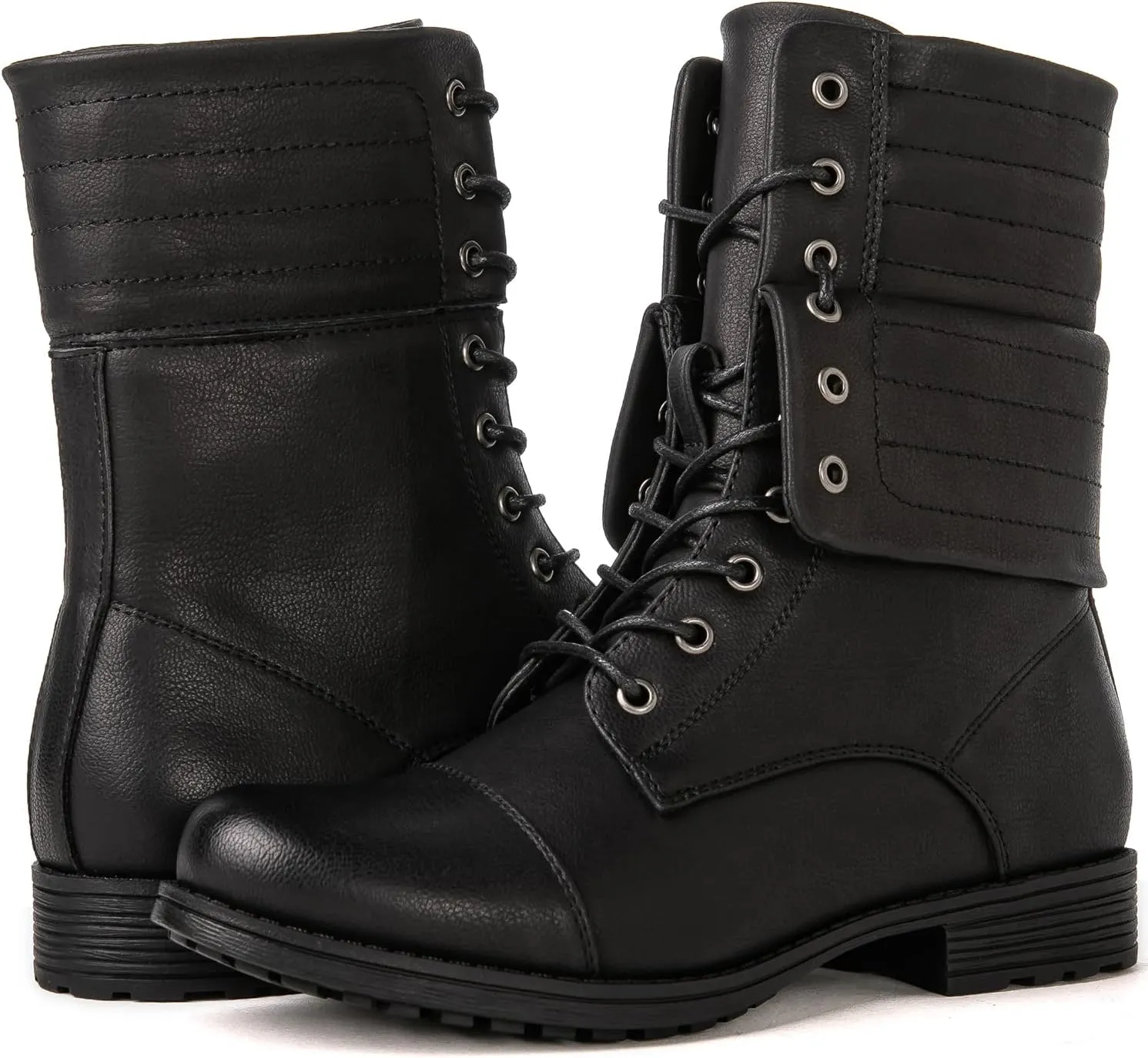 GLOBALWIN Women's Fashion Low Heels Lace Up Ankle Boots