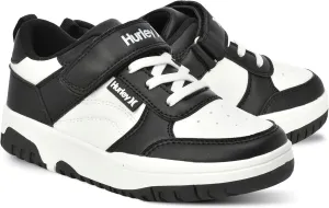 Hurley Kids Sneaker Rexx with Adjustable Strap, Perfect for Any Activity, All Comfort and Support - Boys and Girls, Black/White, 4