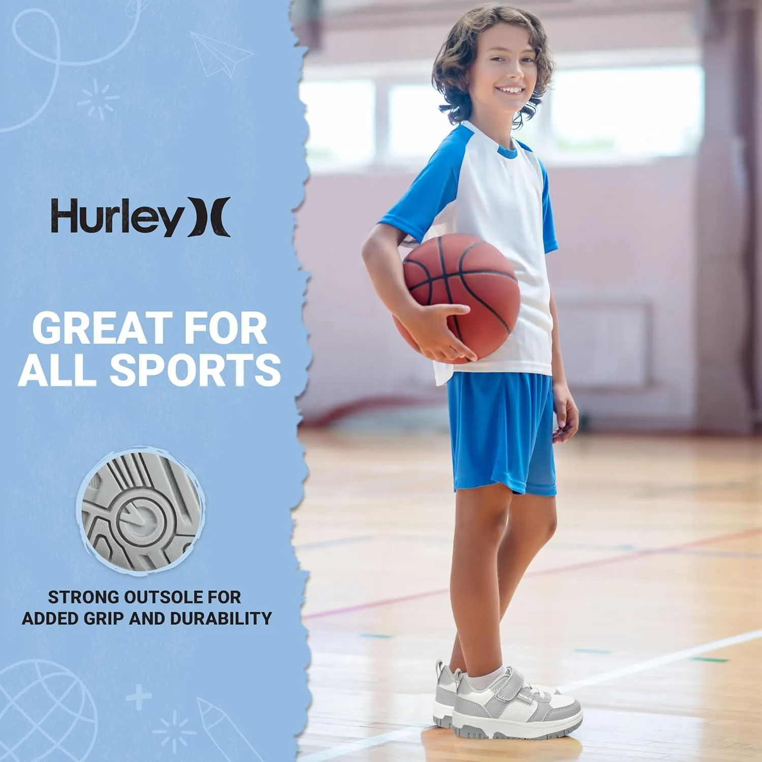 Hurley Kids Sneaker Rexx with Adjustable Strap, Perfect for Any Activity, All Comfort and Support - Boys and Girls