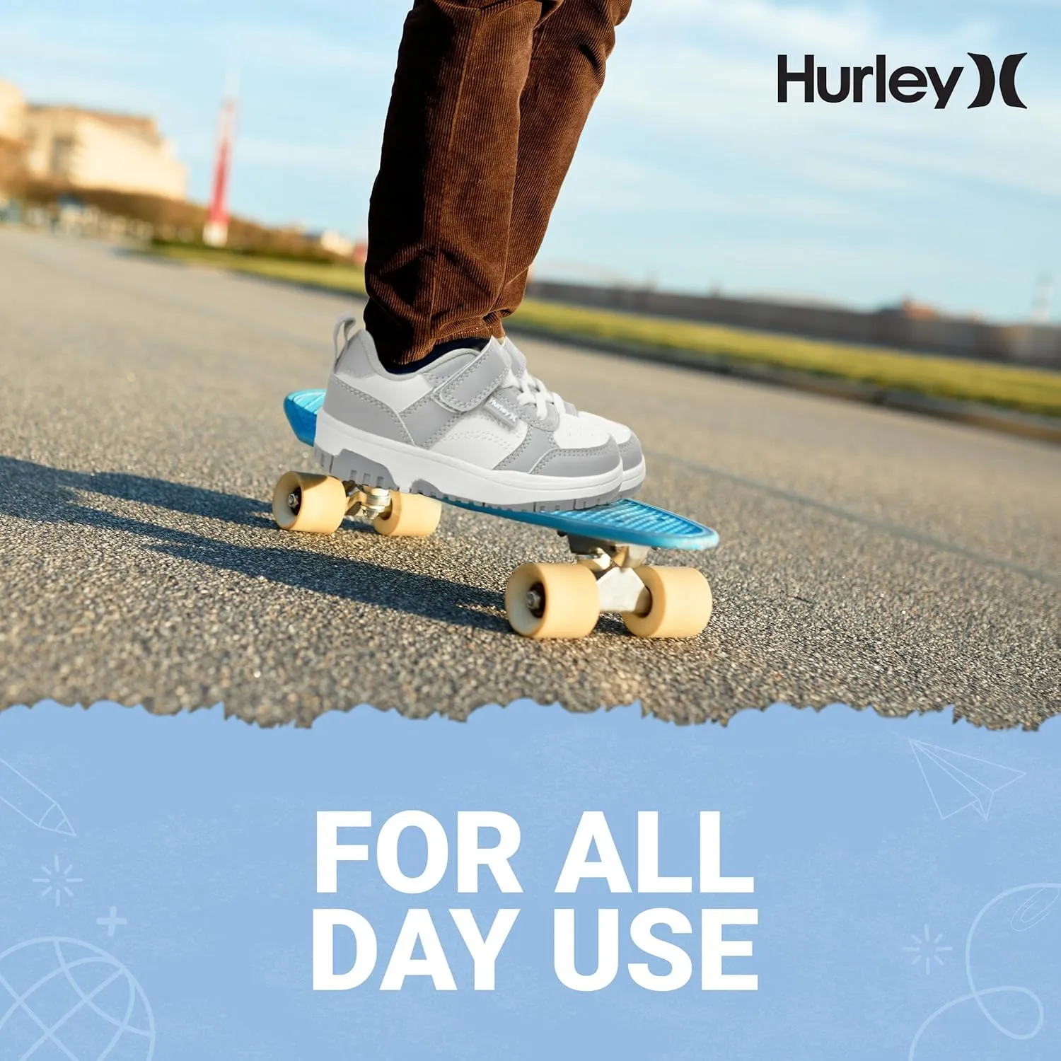 Hurley Kids Sneaker Rexx with Adjustable Strap, Perfect for Any Activity, All Comfort and Support - Boys and Girls