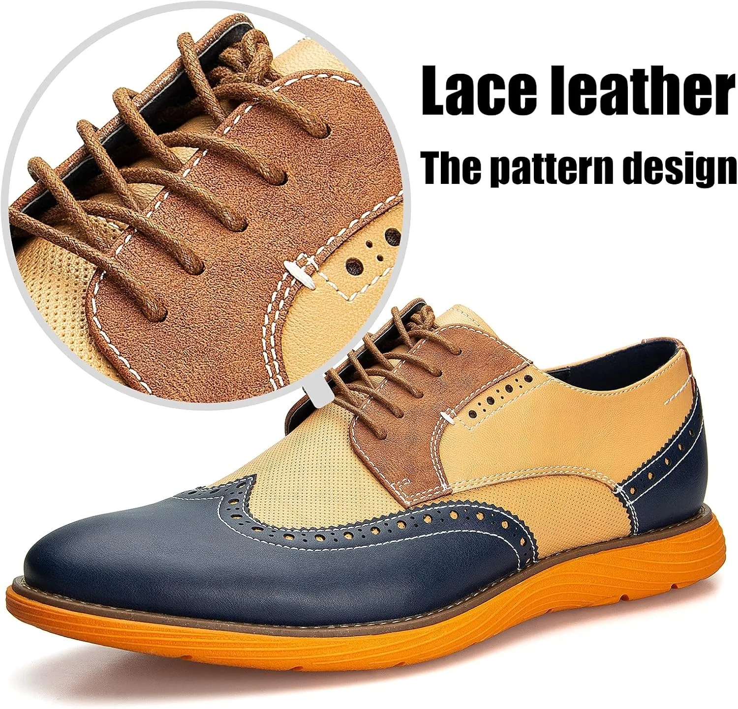 JITAI Men's Oxford Shoes,Dress Shoes Lace-up Wingtip Brogue Shoe Mens Lightweight Fashion Shoes.