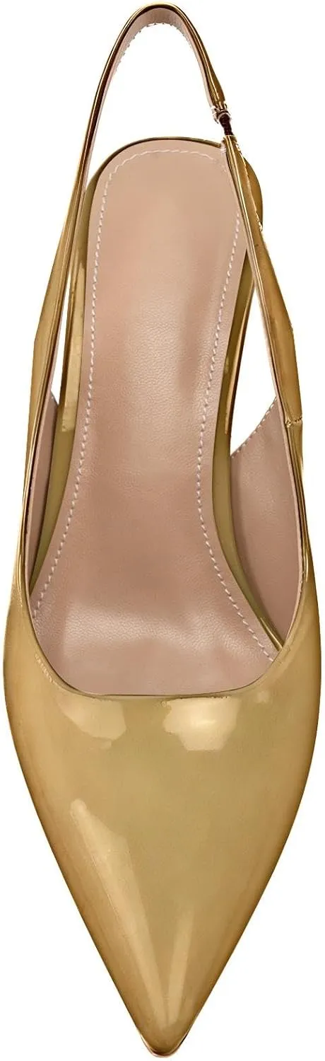 KaroNairy Stiletto Heels for Women Pointed Toe Slingback Heels Closed Toe mid Heel Wedding Dress Pumps Shoes with Buckles