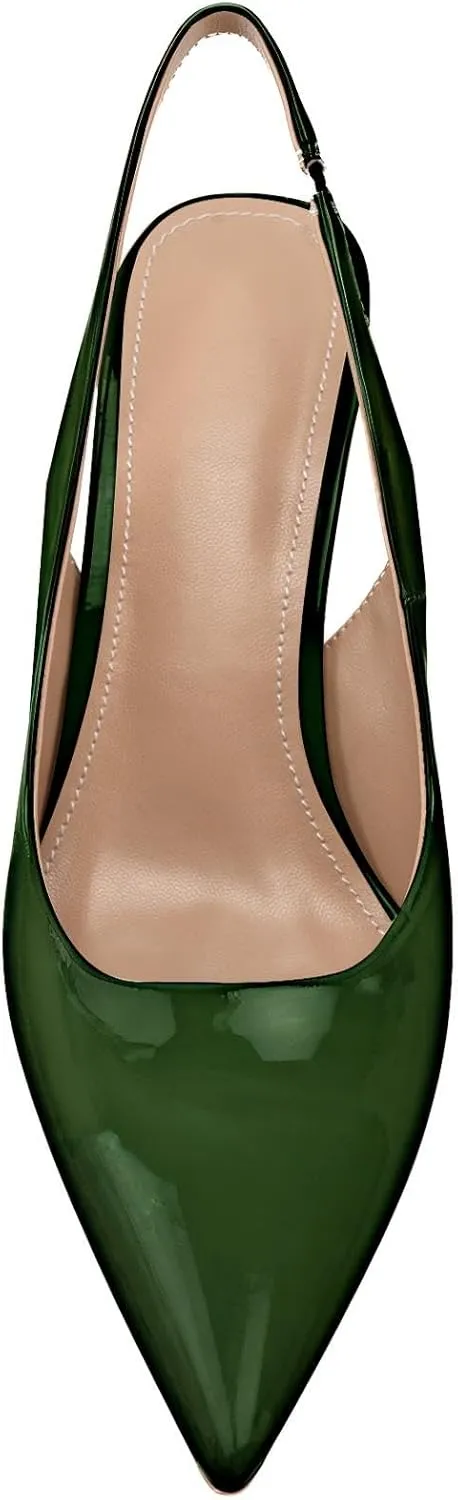 KaroNairy Stiletto Heels for Women Pointed Toe Slingback Heels Closed Toe mid Heel Wedding Dress Pumps Shoes with Buckles