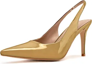 KaroNairy Stiletto Heels for Women Pointed Toe Slingback Heels Closed Toe mid Heel Wedding Dress Pumps Shoes with Buckles