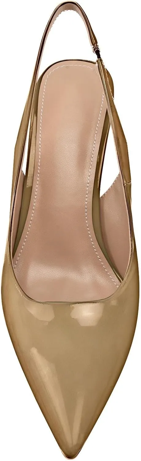 KaroNairy Stiletto Heels for Women Pointed Toe Slingback Heels Closed Toe mid Heel Wedding Dress Pumps Shoes with Buckles