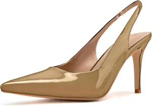 KaroNairy Stiletto Heels for Women Pointed Toe Slingback Heels Closed Toe mid Heel Wedding Dress Pumps Shoes with Buckles