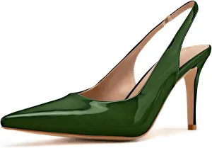 KaroNairy Stiletto Heels for Women Pointed Toe Slingback Heels Closed Toe mid Heel Wedding Dress Pumps Shoes with Buckles