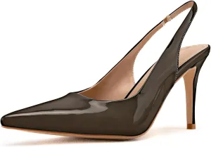 KaroNairy Stiletto Heels for Women Pointed Toe Slingback Heels Closed Toe mid Heel Wedding Dress Pumps Shoes with Buckles