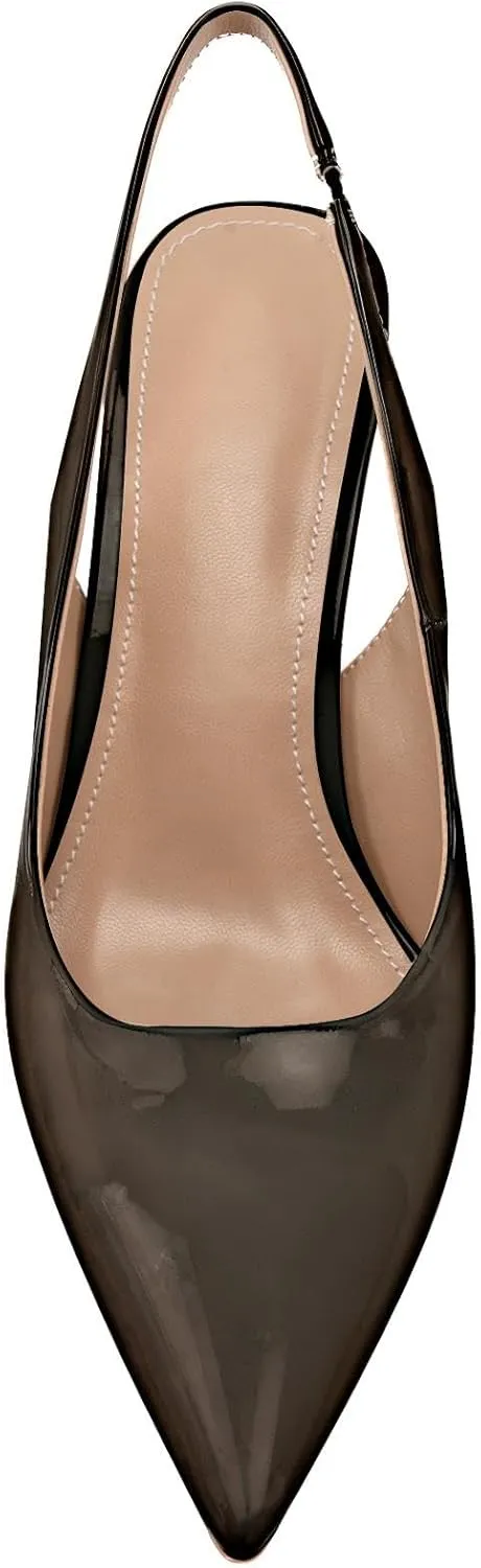 KaroNairy Stiletto Heels for Women Pointed Toe Slingback Heels Closed Toe mid Heel Wedding Dress Pumps Shoes with Buckles