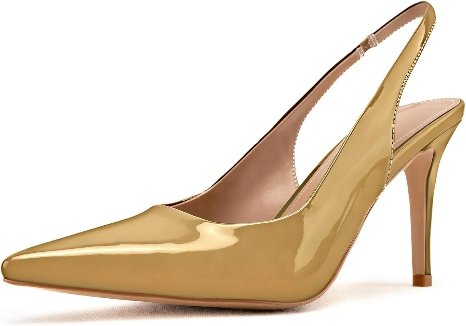 KaroNairy Stiletto Heels for Women Pointed Toe Slingback Heels Closed Toe mid Heel Wedding Dress Pumps Shoes with Buckles