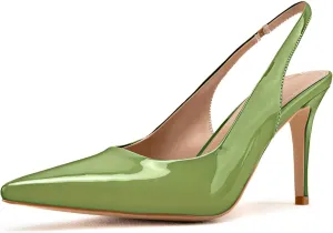 KaroNairy Stiletto Heels for Women Pointed Toe Slingback Heels Closed Toe mid Heel Wedding Dress Pumps Shoes with Buckles