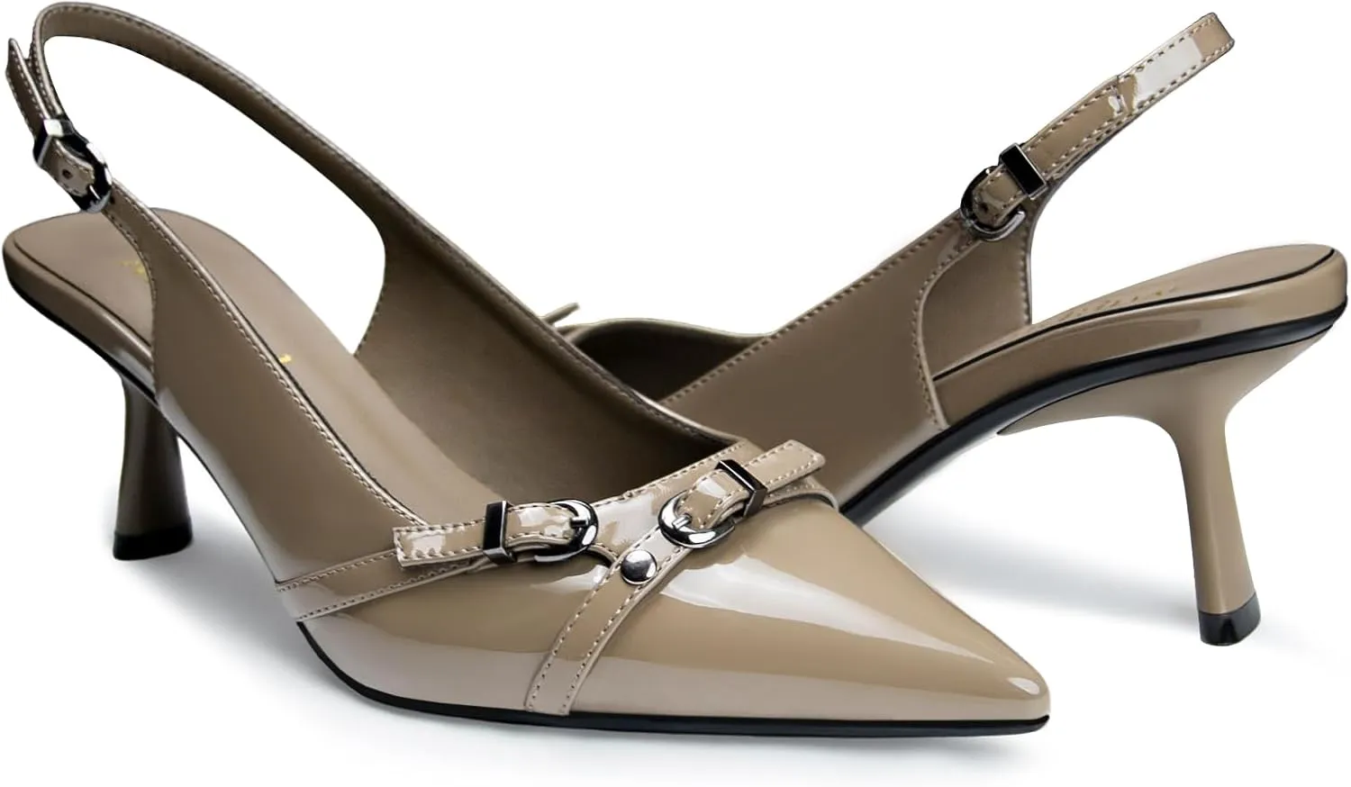 Kitten Heels for Women Slingback Heels Closed Pointed Toe Stiletto Heeled Sandals with Adjustable Buckle Strap for Dressy Proms Dating Party Office Comfortable Sexy Pumps Shoes
