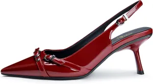 Kitten Heels for Women Slingback Heels Closed Pointed Toe Stiletto Heeled Sandals with Adjustable Buckle Strap for Dressy Proms Dating Party Office Comfortable Sexy Pumps Shoes