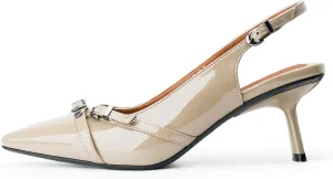 Kitten Heels for Women Slingback Heels Closed Pointed Toe Stiletto Heeled Sandals with Adjustable Buckle Strap for Dressy Proms Dating Party Office Comfortable Sexy Pumps Shoes
