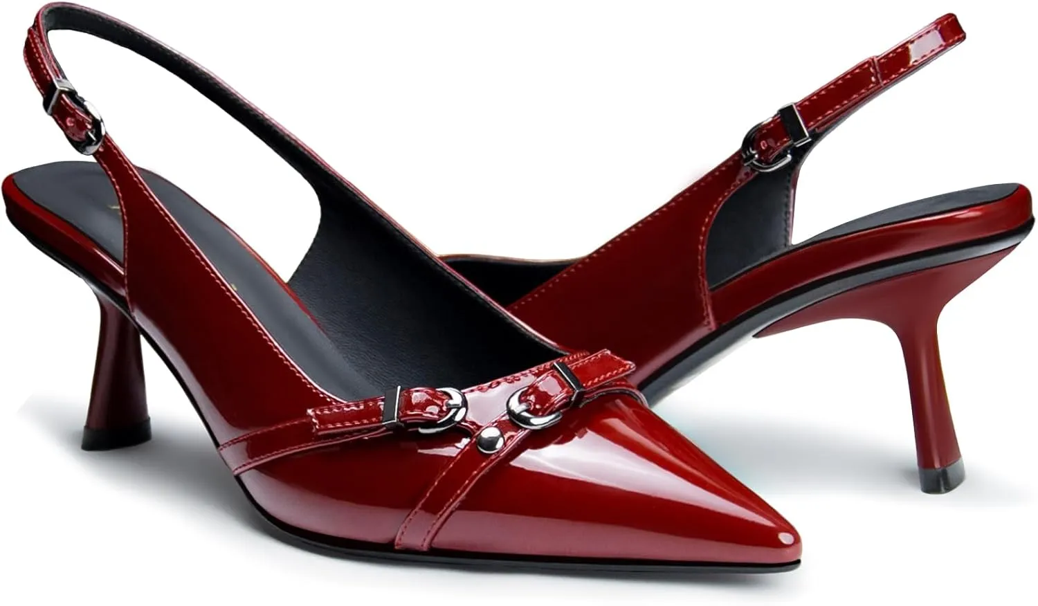 Kitten Heels for Women Slingback Heels Closed Pointed Toe Stiletto Heeled Sandals with Adjustable Buckle Strap for Dressy Proms Dating Party Office Comfortable Sexy Pumps Shoes