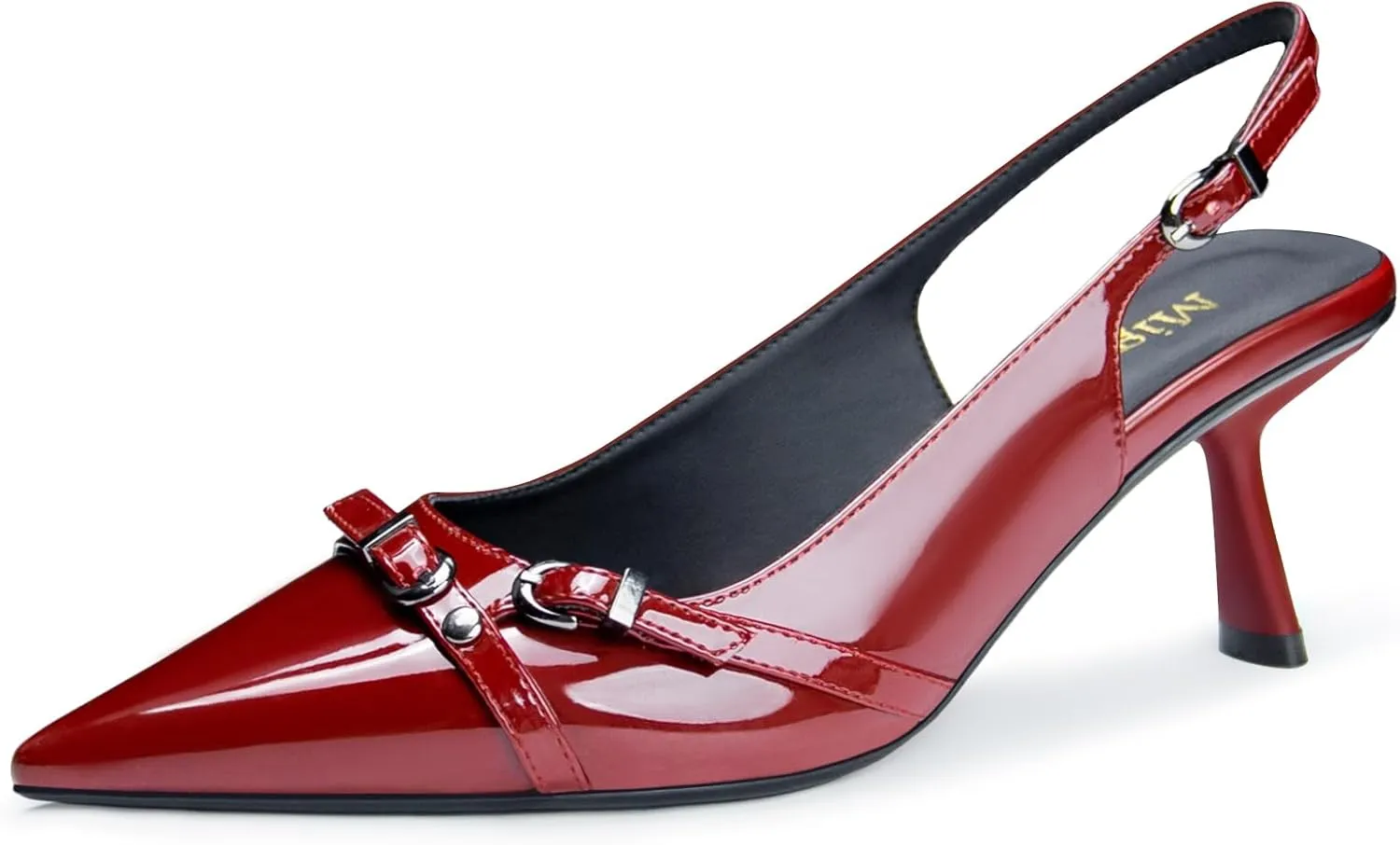 Kitten Heels for Women Slingback Heels Closed Pointed Toe Stiletto Heeled Sandals with Adjustable Buckle Strap for Dressy Proms Dating Party Office Comfortable Sexy Pumps Shoes