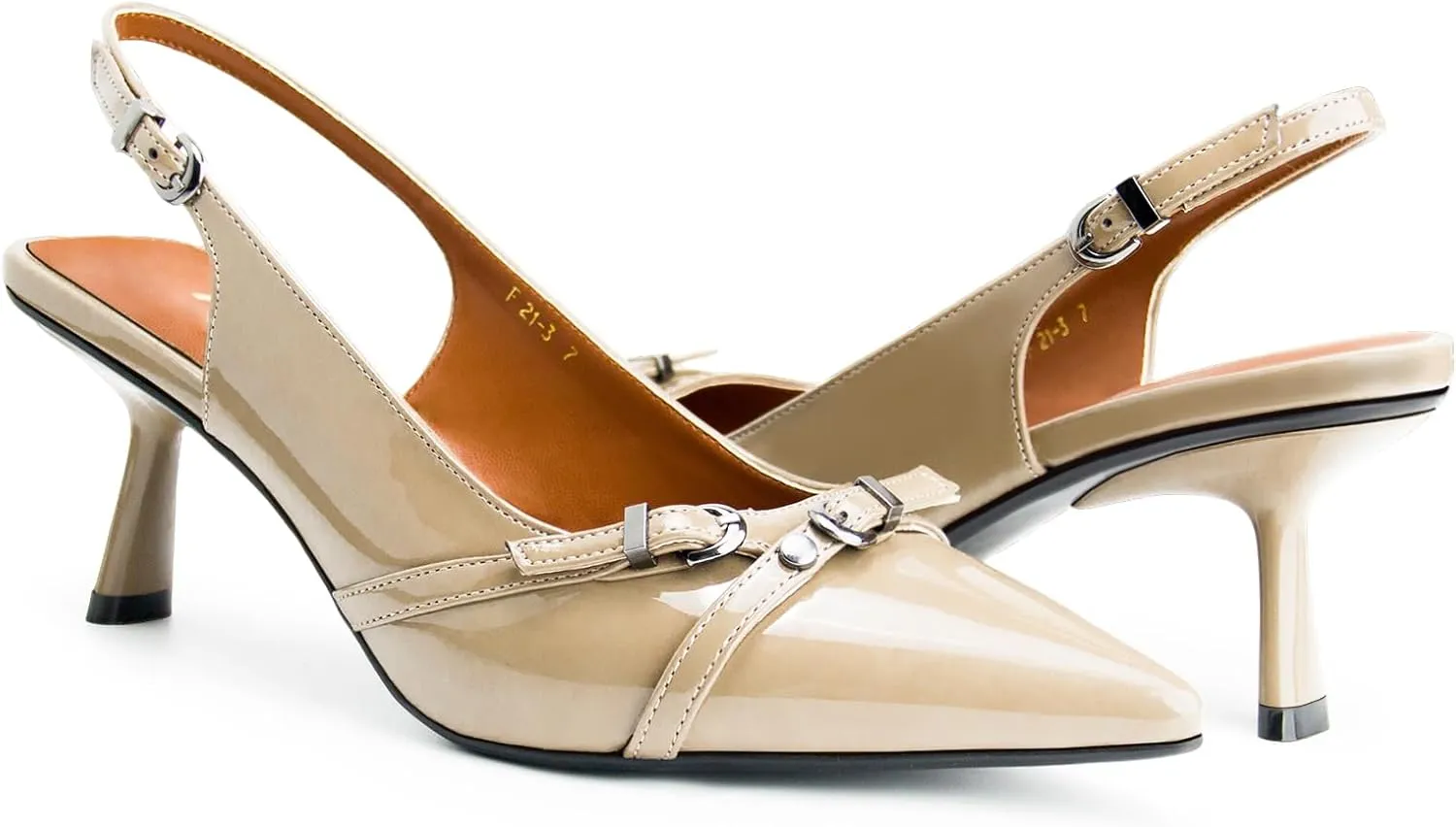 Kitten Heels for Women Slingback Heels Closed Pointed Toe Stiletto Heeled Sandals with Adjustable Buckle Strap for Dressy Proms Dating Party Office Comfortable Sexy Pumps Shoes