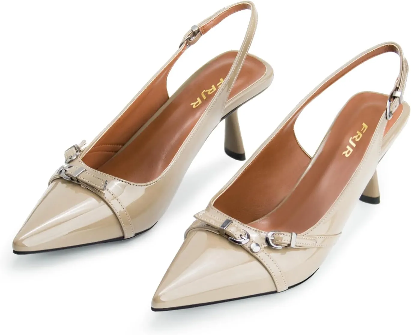 Kitten Heels for Women Slingback Heels Closed Pointed Toe Stiletto Heeled Sandals with Adjustable Buckle Strap for Dressy Proms Dating Party Office Comfortable Sexy Pumps Shoes