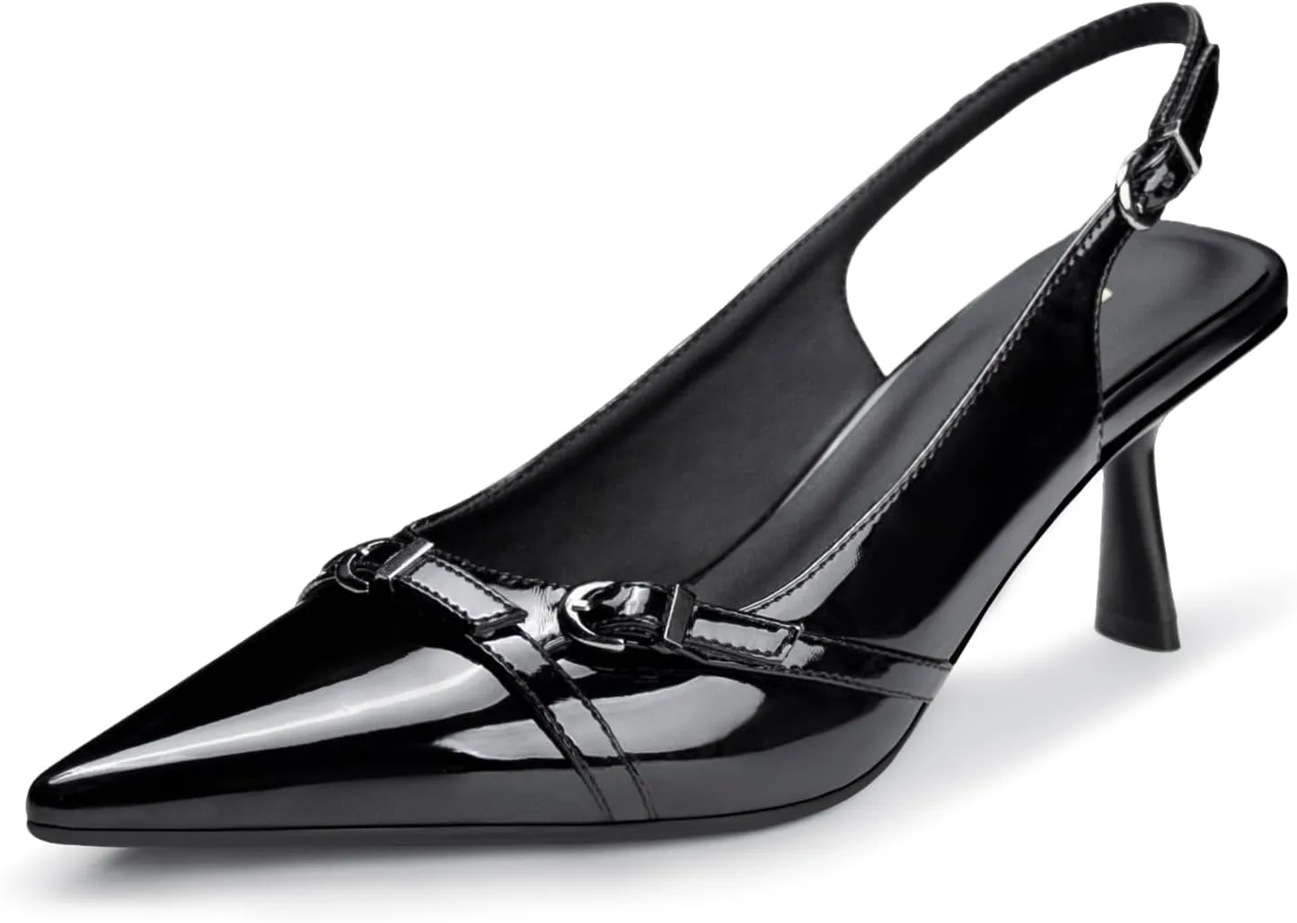 Kitten Heels for Women Slingback Heels Closed Pointed Toe Stiletto Heeled Sandals with Adjustable Buckle Strap for Dressy Proms Dating Party Office Comfortable Sexy Pumps Shoes