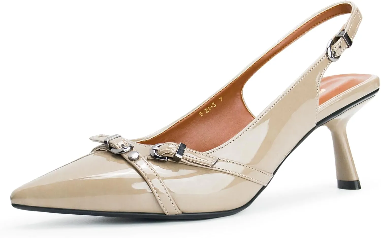 Kitten Heels for Women Slingback Heels Closed Pointed Toe Stiletto Heeled Sandals with Adjustable Buckle Strap for Dressy Proms Dating Party Office Comfortable Sexy Pumps Shoes