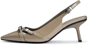 Kitten Heels for Women Slingback Heels Closed Pointed Toe Stiletto Heeled Sandals with Adjustable Buckle Strap for Dressy Proms Dating Party Office Comfortable Sexy Pumps Shoes