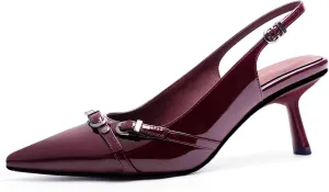 Kitten Heels for Women Slingback Heels Closed Pointed Toe Stiletto Heeled Sandals with Adjustable Buckle Strap for Dressy Proms Dating Party Office Comfortable Sexy Pumps Shoes