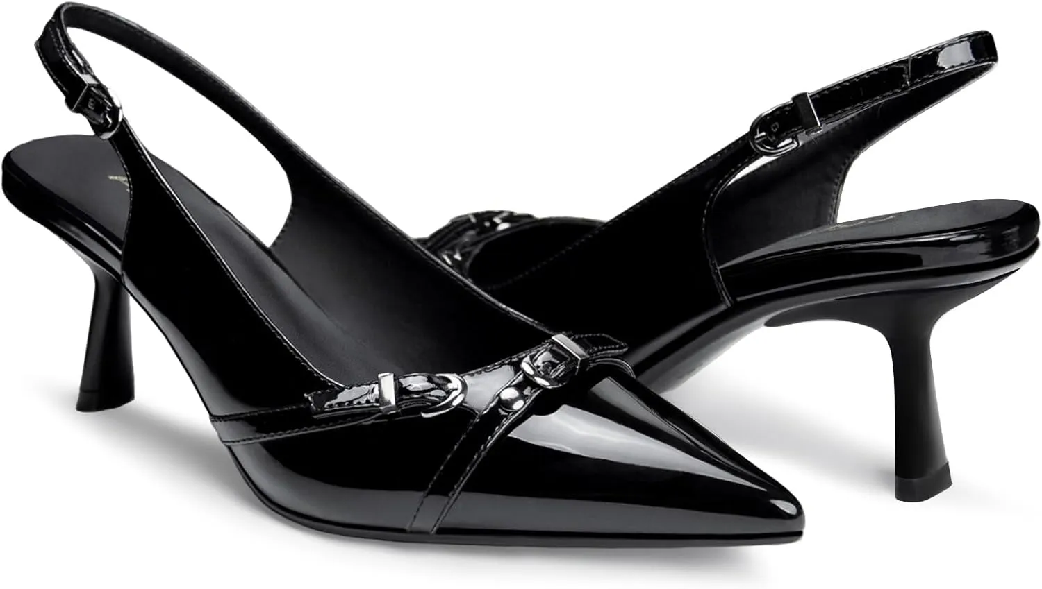 Kitten Heels for Women Slingback Heels Closed Pointed Toe Stiletto Heeled Sandals with Adjustable Buckle Strap for Dressy Proms Dating Party Office Comfortable Sexy Pumps Shoes