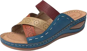Lausiuoe Orthopedic Sandals For Women Arch Support Orthotic Flip Flops Dressy Summer Flat Feet Wide Width Walk Slippers