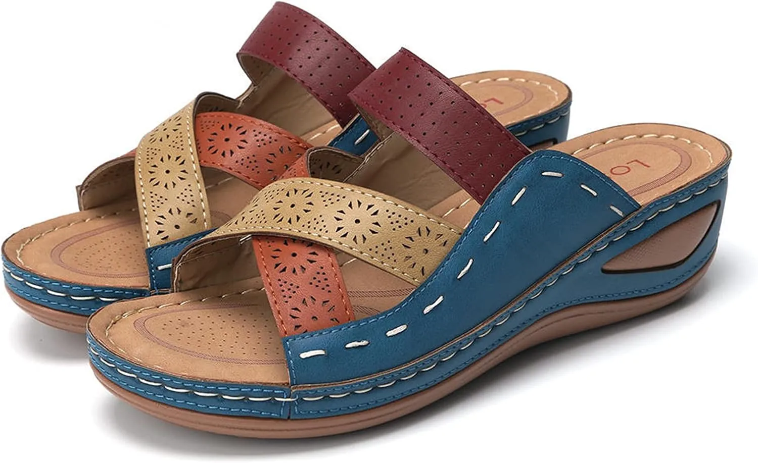 Lausiuoe Orthopedic Sandals For Women Arch Support Orthotic Flip Flops Dressy Summer Flat Feet Wide Width Walk Slippers