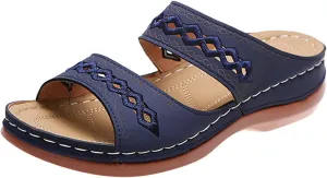 Lausiuoe Orthopedic Sandals For Women Dressy Arch Support Slides Slippers Comfort Orthotic Flip Flops for Plantar Fasciitis