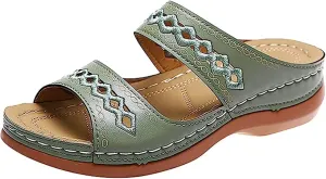 Lausiuoe Orthopedic Sandals For Women Dressy Arch Support Slides Slippers Comfort Orthotic Flip Flops for Plantar Fasciitis