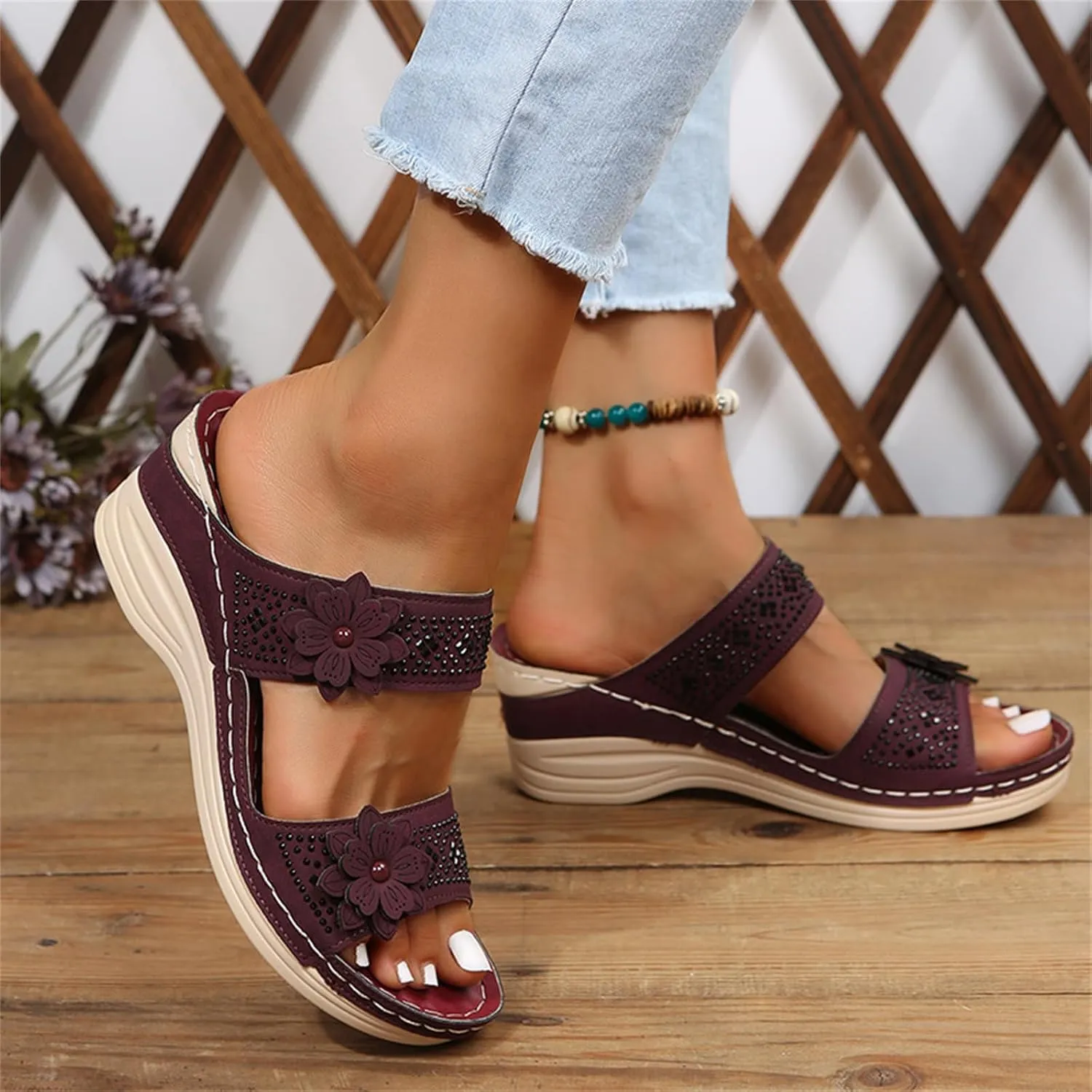 Lausiuoe Orthopedic Sandals For Women Dressy Casual Orthotic Comfort Flip Flops Walking Shoes Summer Slides With Arch Support