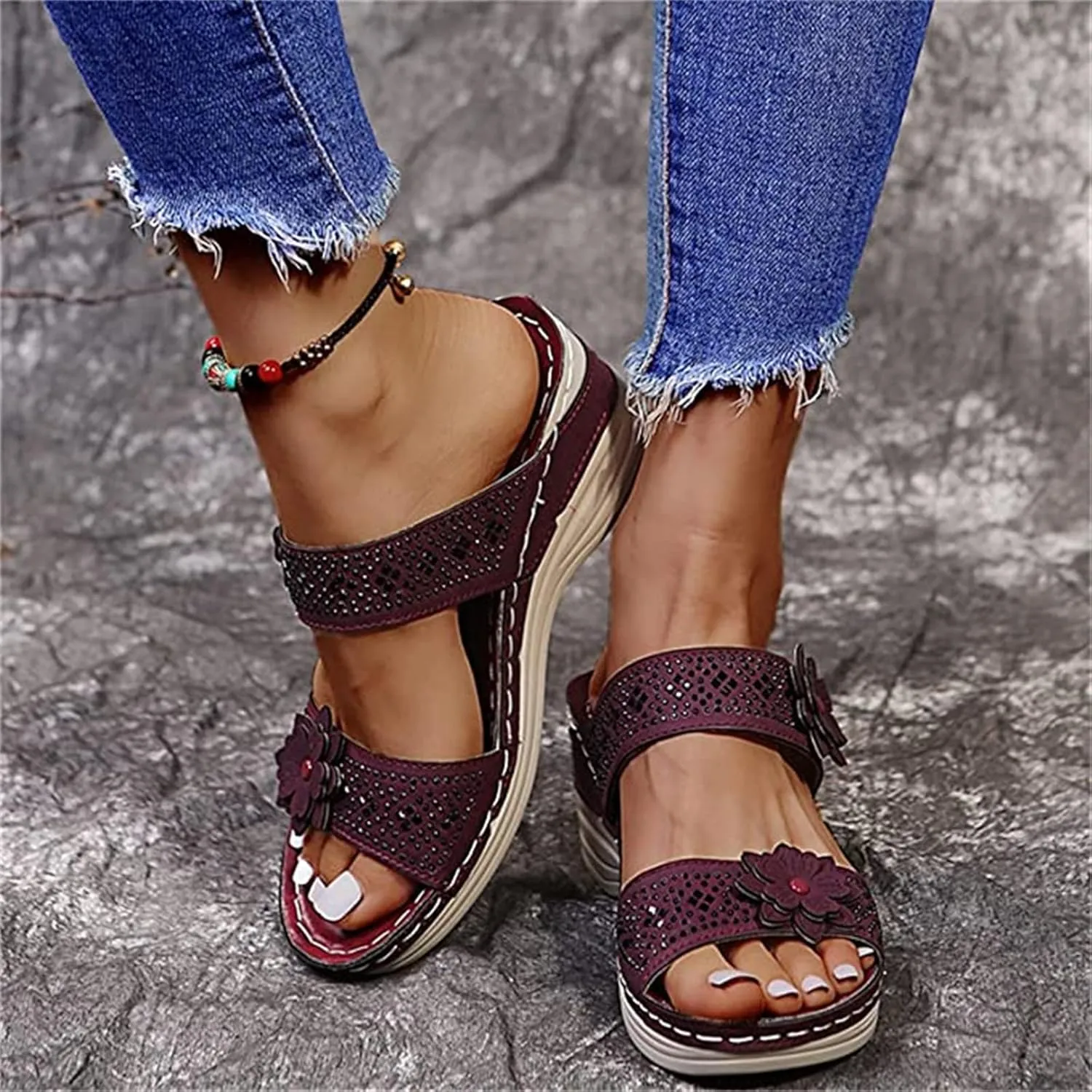 Lausiuoe Orthopedic Sandals For Women Dressy Casual Orthotic Comfort Flip Flops Walking Shoes Summer Slides With Arch Support