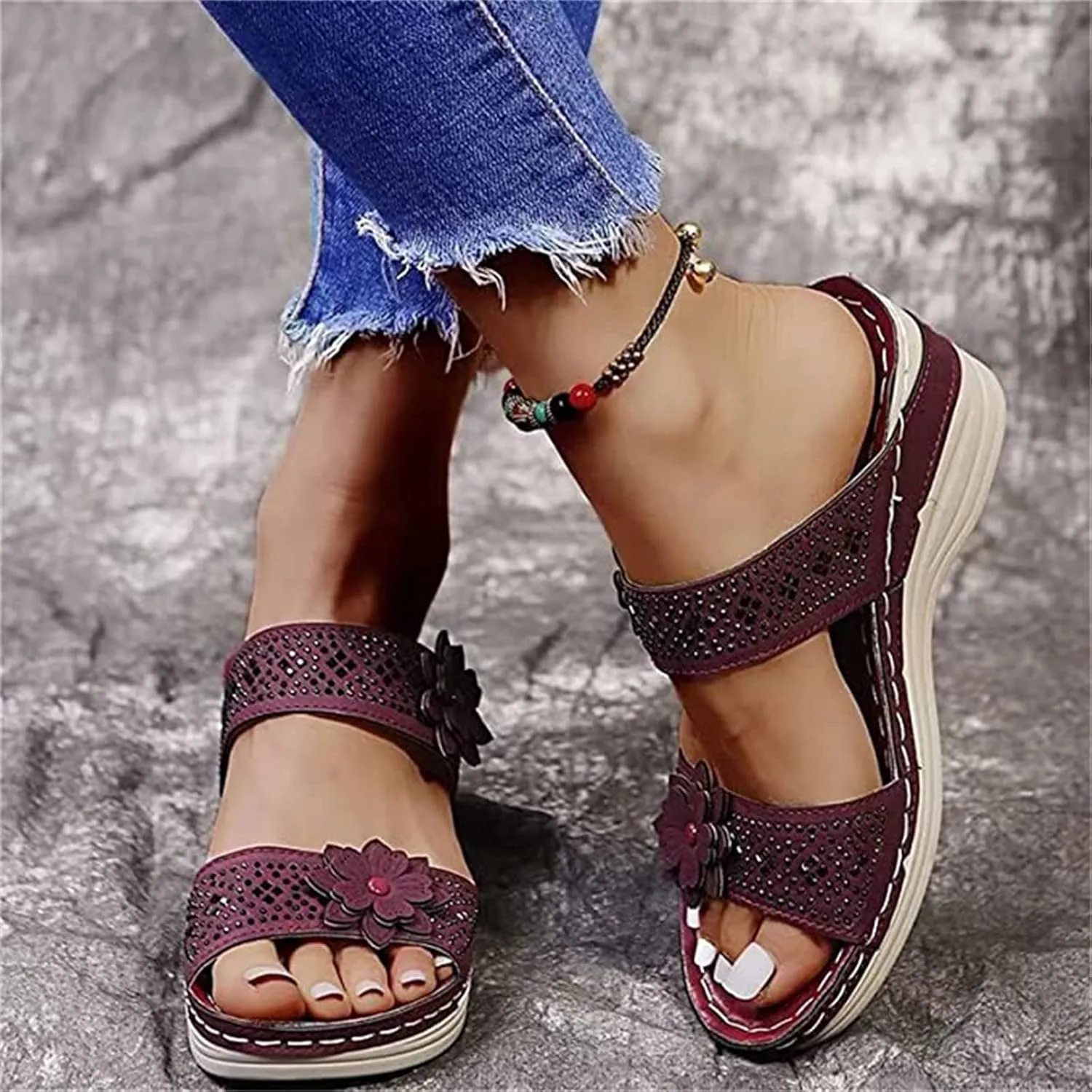 Lausiuoe Orthopedic Sandals For Women Dressy Casual Orthotic Comfort Flip Flops Walking Shoes Summer Slides With Arch Support