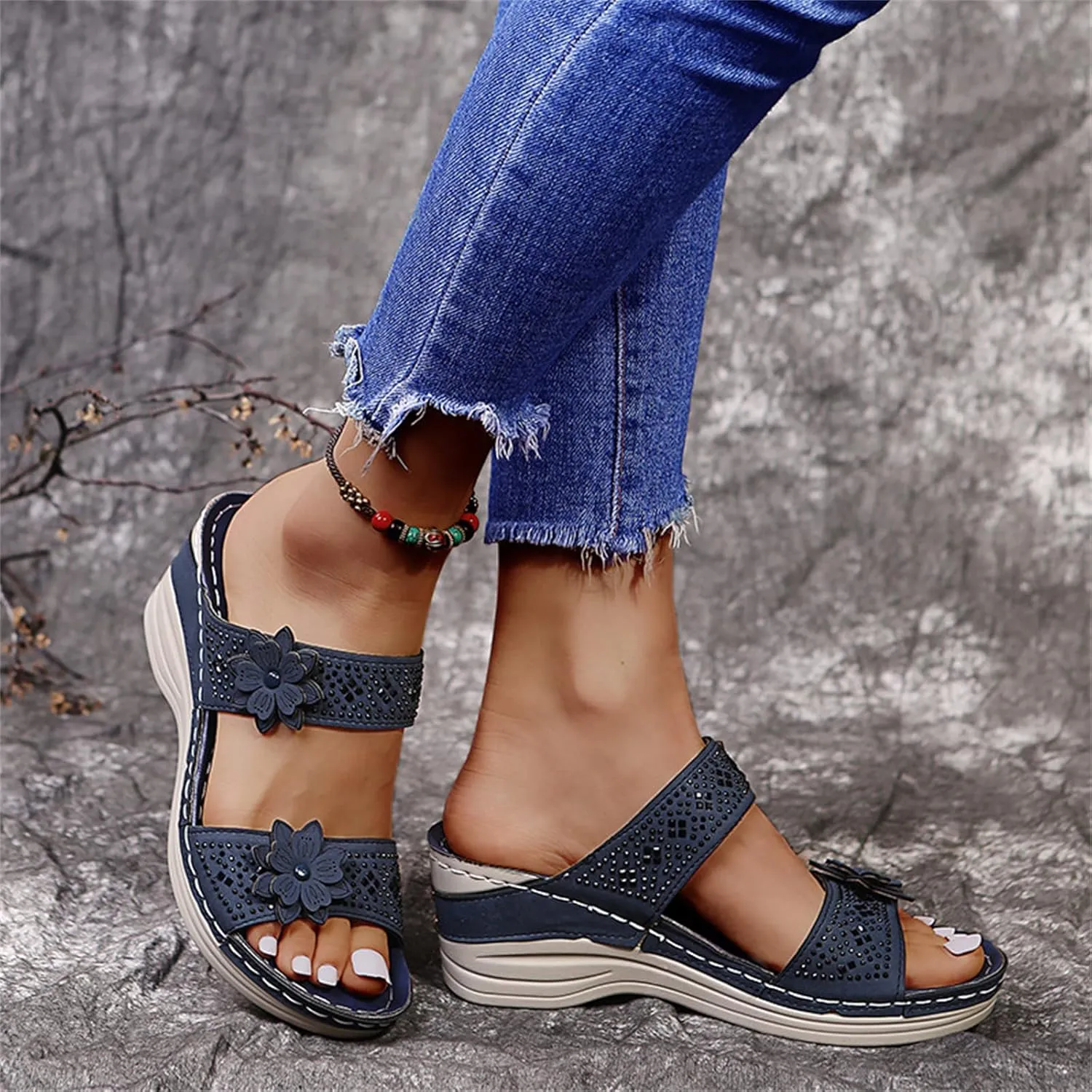 Lausiuoe Orthopedic Sandals For Women Dressy Casual Orthotic Comfort Flip Flops Walking Shoes Summer Slides With Arch Support