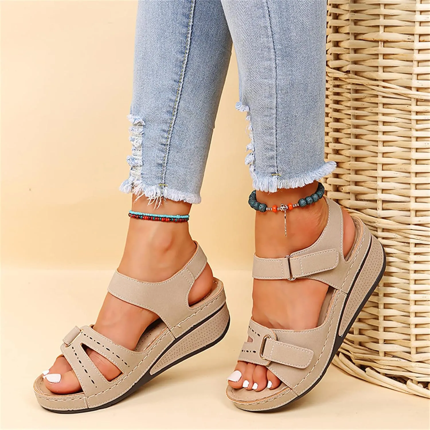 Lausiuoe Orthopedic Sandals For Women Plantar Fasciitis Arch Heel Support Dressy Summer Comfy Casual Soft Orthotic Slides