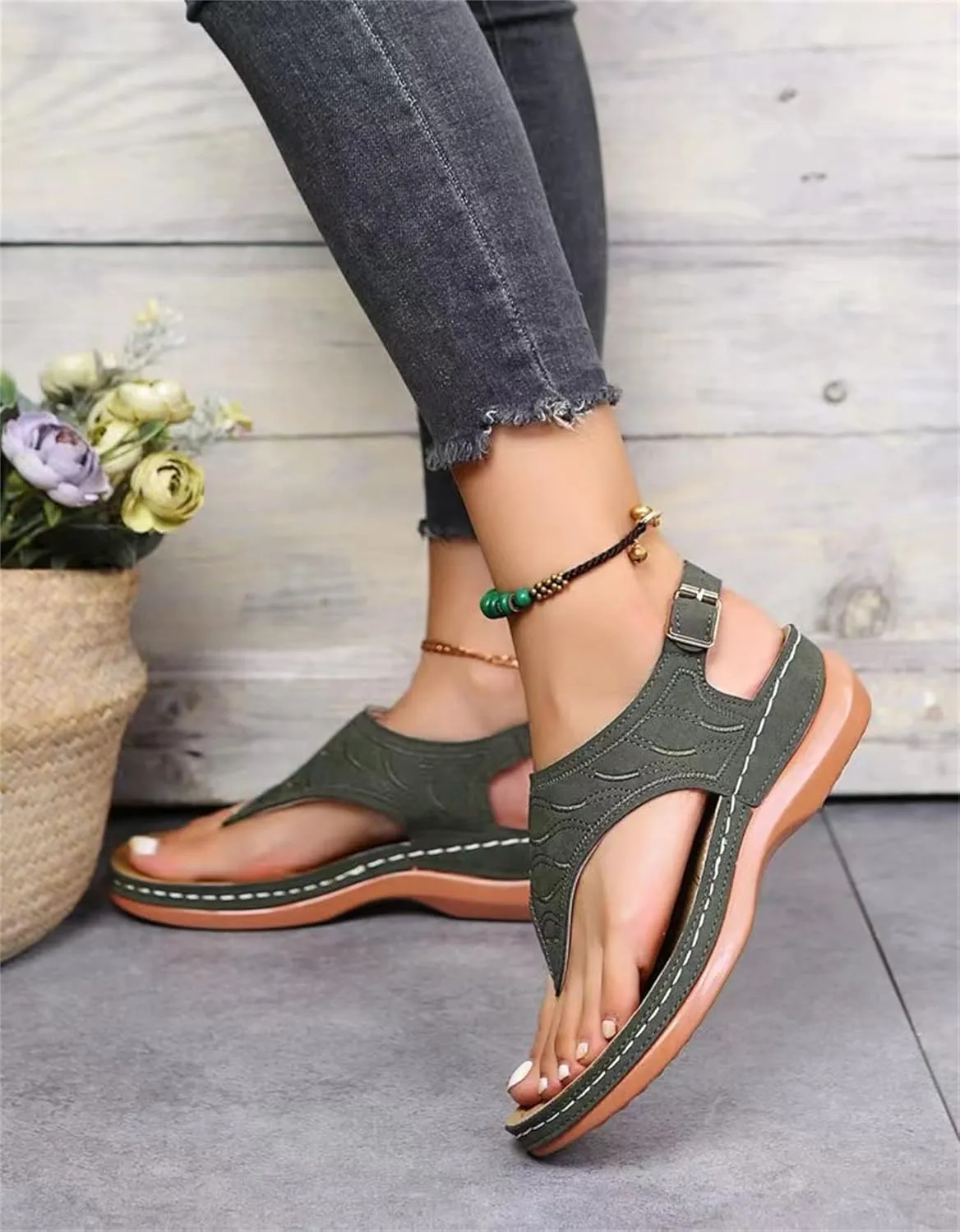 Lausiuoe Orthopedic Sandals For Women Plantar Fasciitis Arch Heel Support Orthotic Comfort Flip Flops Summer Walking Shoes