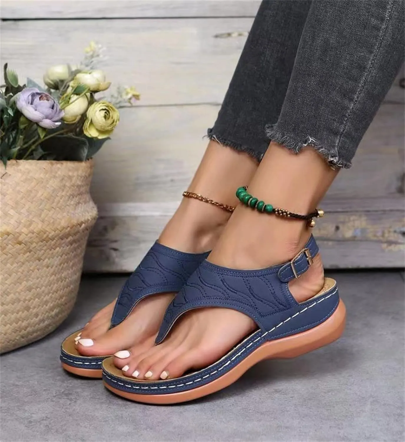 Lausiuoe Orthopedic Sandals For Women Plantar Fasciitis Arch Heel Support Orthotic Comfort Flip Flops Summer Walking Shoes