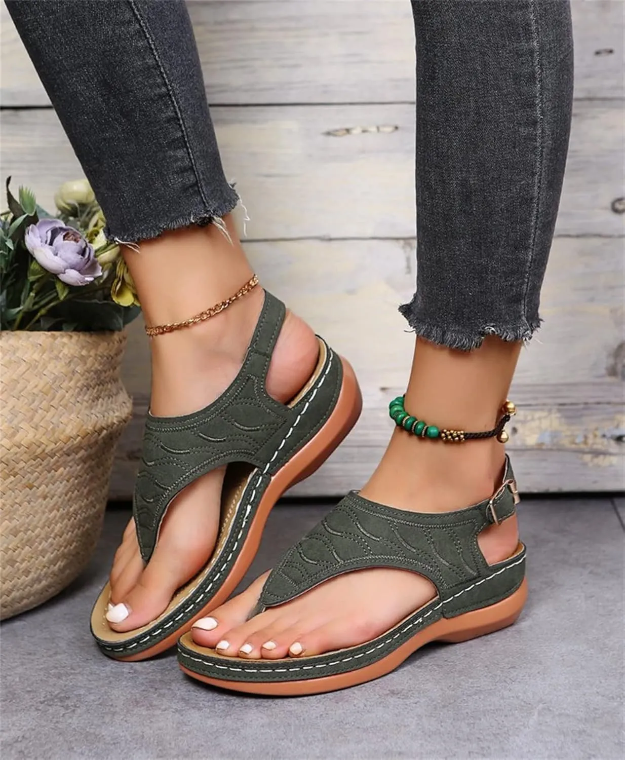 Lausiuoe Orthopedic Sandals For Women Plantar Fasciitis Arch Heel Support Orthotic Comfort Flip Flops Summer Walking Shoes