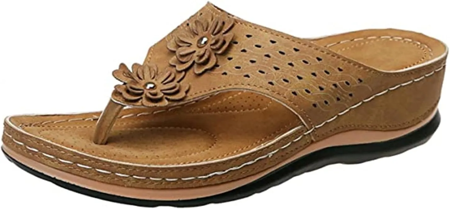 Lausiuoe Orthopedic Sandals for Women,Women Casual Dressy Summer Slippers Orthotic Flat Flip Flops With Arch Support