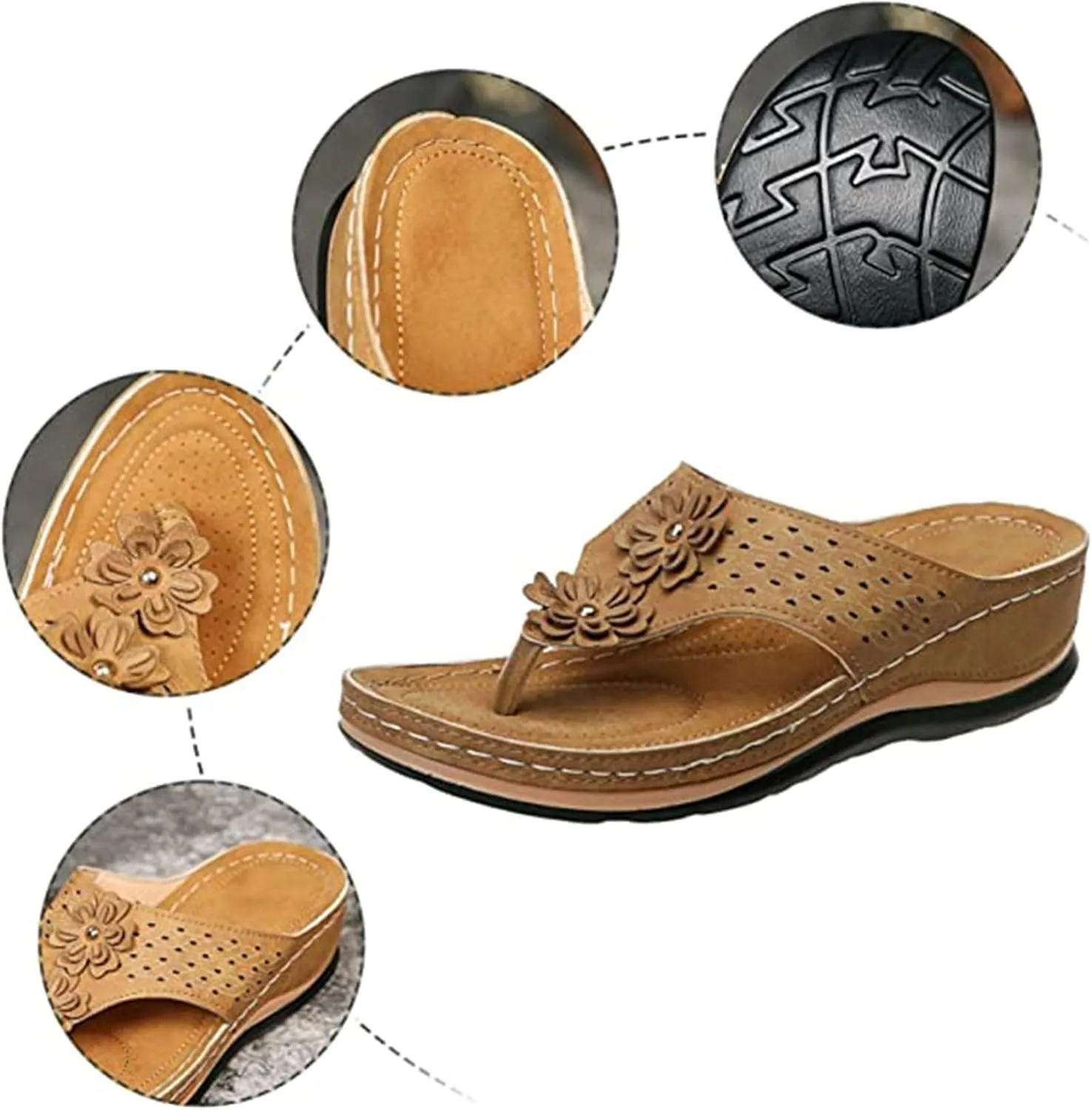 Lausiuoe Orthopedic Sandals for Women,Women Casual Dressy Summer Slippers Orthotic Flat Flip Flops With Arch Support