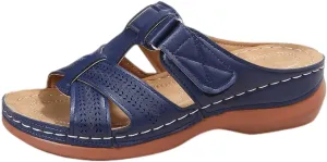 Lausiuoe Orthopedic Sandals Women Dressy Summer Flat Sandals Slip On Open Toe Casual Orthotic Slides Flip Flops Sandalias
