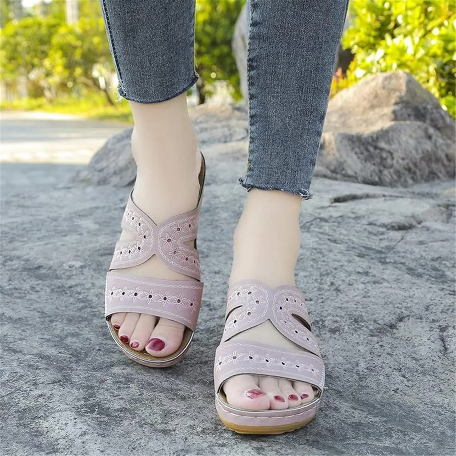 Lausiuoe Orthotic Dress Sandals For Women With Arch Support Comfortable Walking Summer Casual Orthopedic Slides Flip Flops