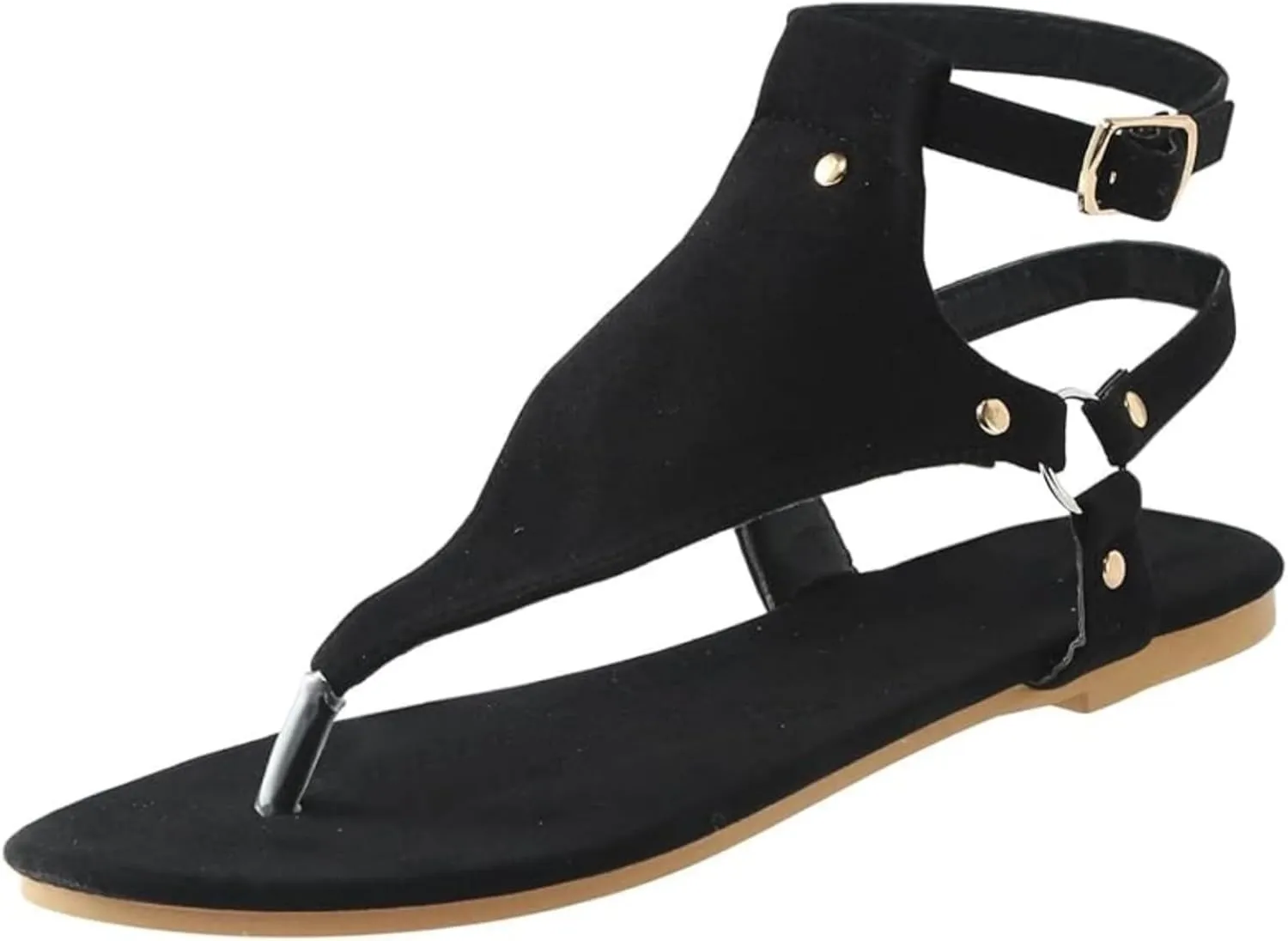 Lausiuoe Sandals Women Beach Dressy Vacation Gladiator Flat Strappy Sandals Ankle Strap Open Toe Summer Thong Flip Flops