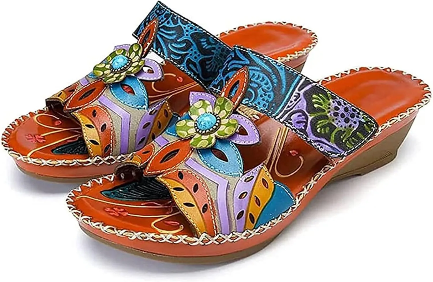 Lausiuoe Sandals Women Dressy Summer Flat Arch Support Orthopedic Slippers Wedge Heel Slip On Orthotic Slides Flip Flops