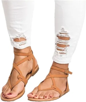 Lausiuoe Summer Sandals For Women 2022 Dressy Strappy Flat Sandals Casual Wide Width Gladiator Walking Thong Flip Flops