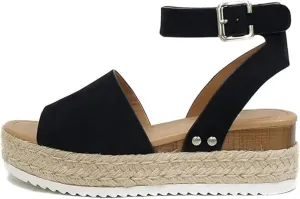 Lausiuoe Wedge Sandals For Women Dressy Summer Platform Sandals Ankle Strap Open Toe Espadrilles Casual Strappy Dress Shoes