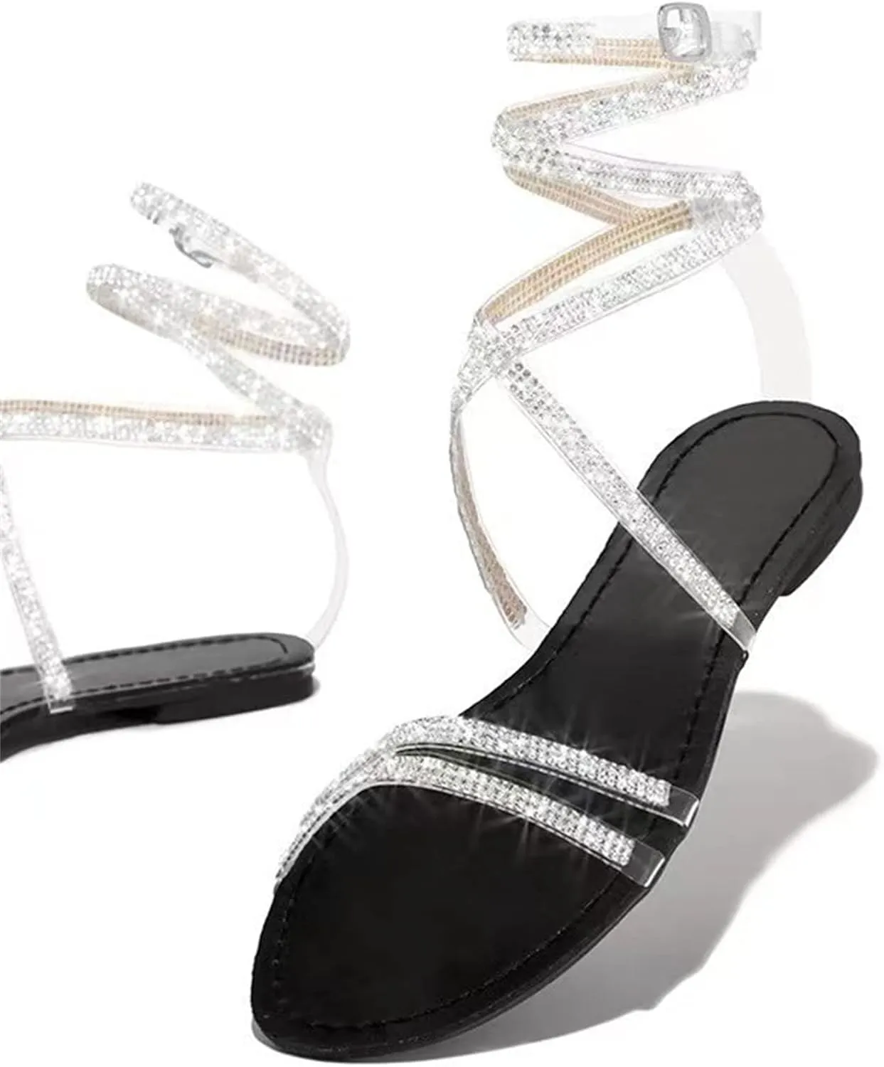 Lausiuoe Wedge Sandals for Women,Womens Open Toe Flatform Platform Sandals Dressy Summer Rhinestone Gladiator Shoes